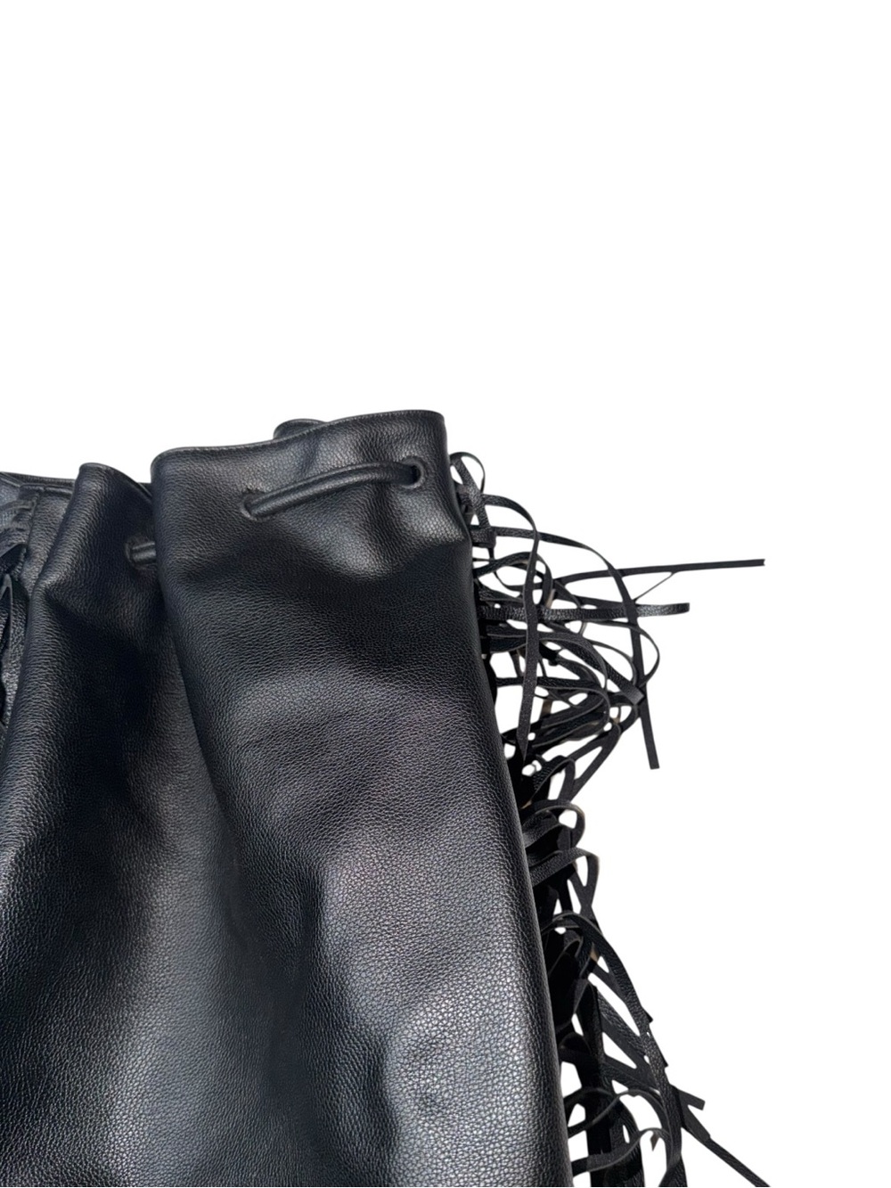 Victoria's Secret Black Fringe Drawstring Backpack - Picture 3 of 5